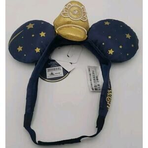 NEW Disney Wish Cruise Line Mickey Minnie Ears Headband Gold Captains Hat Stars
